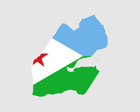 Djibouti Map Flag. Map of Djibouti with the Djiboutian country banner. Vector Illustration.のイラスト素材