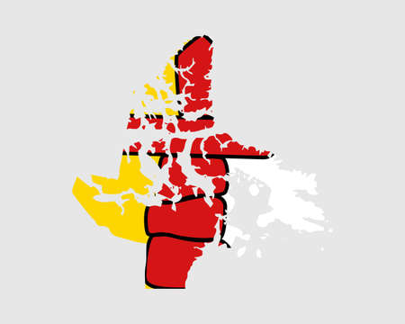 Nunavut Map Flag. Map of NU, Canada with flag. Canadian Province. Vector illustration Banner.のイラスト素材