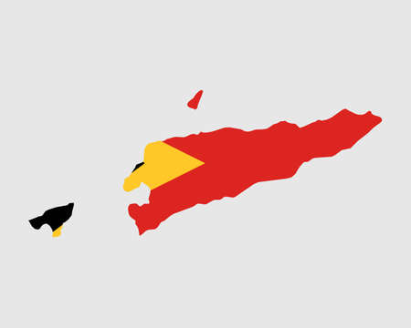 East Timor Map Flag. Map of Timor-Leste with the East Timorese country banner. Vector Illustration.のイラスト素材