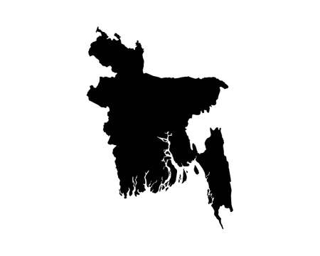 Bangladesh Map. Bangladeshi Country Map. Black and White National Outline Border Boundary Shape Geography Territory EPS Vector Illustration Clipartのイラスト素材