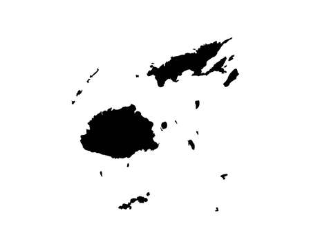 Fiji Map. Fijian Country Map. Black and White National Nation Outline Geography Border Boundary Shape Territory Vector Illustration EPS Clipartのイラスト素材