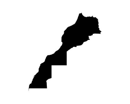 Morocco Map. Moroccan Country Map. Black and White National Nation Outline Geography Border Boundary Shape Territory Vector Illustration EPS Clipartのイラスト素材