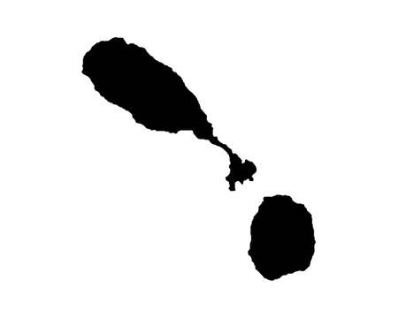 Saint Kitts and Nevis Map. St Kittitian and Nevisian Country Map. Black and White Saint Christopher and Nevis National Nation Geography Outline Border Boundary Territory Shape Vector Illustration EPS Clipartのイラスト素材