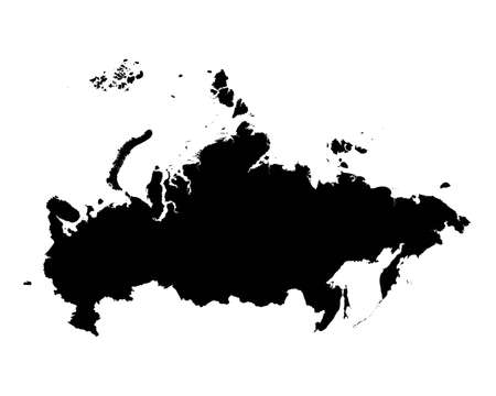 Russia Map. Russian Country Map. Black and White National Nation Geography Outline Border Boundary Territory Shape Vector Illustration EPS Clipartのイラスト素材