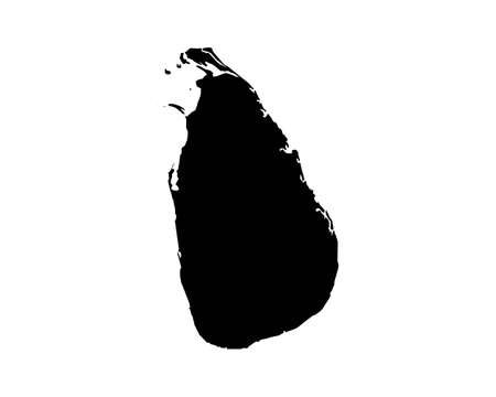 Sri Lanka Map. Sri Lankan Country Map. Black and White Ceylon National Nation Geography Outline Border Boundary Territory Shape Vector Illustration EPS Clipartのイラスト素材