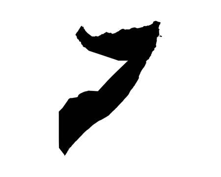 Somalia Map. Somali Country Map. Black and White Somalian National Nation Geography Outline Border Boundary Territory Shape Vector Illustration EPS Clipartのイラスト素材