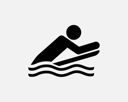 Bodyboarding Icon Surfer Ride Wave Vector Black Illustration Pictogramのイラスト素材
