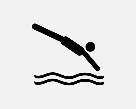 Diving Icon. Man Dive Jump into Water Pool Illustrationのイラスト素材