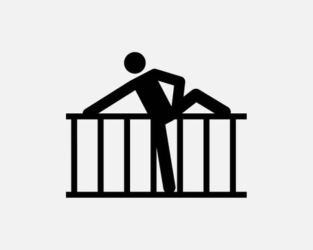 Climbing Fence Icon Illustrationのイラスト素材
