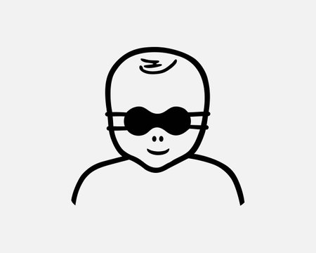 Baby Eye Protection Blind Infant Toodler Child Goggles Black White Silhouette Symbol Icon Sign Graphic Clipart Artwork Illustration Pictogram Vectorのイラスト素材