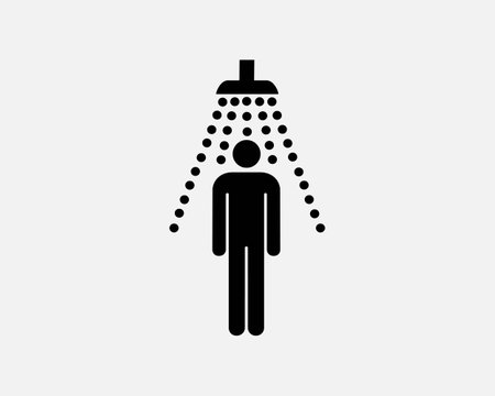 Man Showering silhouette illustrationのイラスト素材