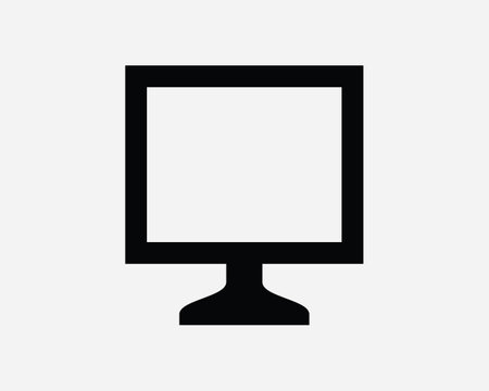 Computer Monitor Screen Icon. PC Desktop Digital Display TV Television LCD LED Square Frame Sign Symbol Artwork Graphic Illustration Clipart Vectorのイラスト素材