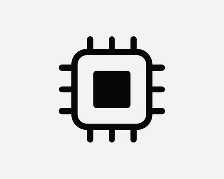 Computer Chip Icon. Artificial Intelligence Eletronic Processor Microchip Symbol. CPU Graphics Card...
