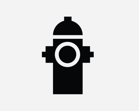 Fire Hydrant Water Emergency Pipe Hose Faucet Extinguisher Firefighting Equipment Black and White Icon Sign Symbol Vector Artwork Clipart Illustrationのイラスト素材