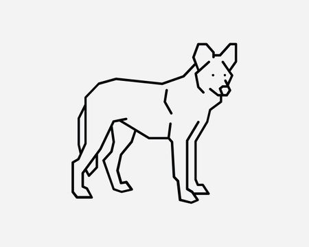 Coyote Wild Dog Wolf Fox Hyena Wildlife German Shepherd Pet Black and White Line Icon Sketch Style Sign Symbol Vector Artwork Clipart Illustrationのイラスト素材