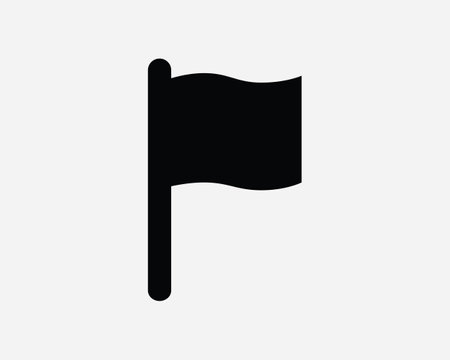 Flag on Pole Icon. Banner Emblem Mark Rectangular Shape Wave Waving Flutter Black  Icon Sign Symbol Artwork Graphic Illustration Clipart Vector Cricutのイラスト素材