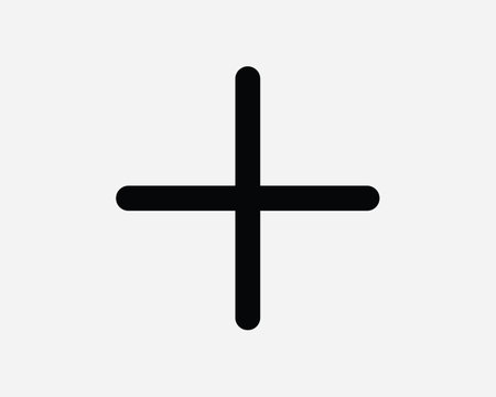 Plus Sign Cross Add Addition Math Mathematics Additional Black and White Line Icon Symbol Vector Artwork Clipart Illustrationのイラスト素材