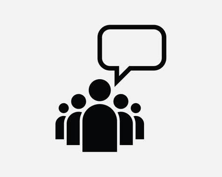 Public Team Opinion Leader Speech Speak Up Advocacy Union Group Protest Request Black and White Icon Sign Symbol Vector Artwork Clipart Illustrationのイラスト素材