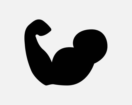 Bicep Icon. Arm Muscle Strong Muscular Bodybuilding Body Build Gym Strength Hand Sign Symbol Black Artwork Graphic Illustration Clipart EPS Vectorのイラスト素材