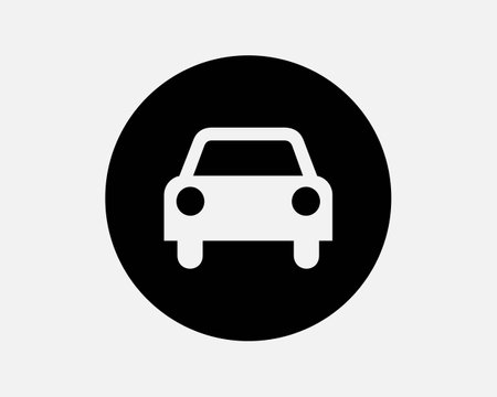 Car Round Icon Transport Automotive Vehicle Transportation Drive Traffic Road Circle Sign Symbol Black Artwork Graphic Illustration Clipart EPS Vectorのイラスト素材