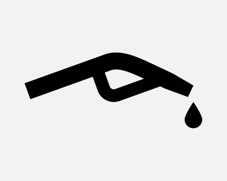 Fuel Pump Nozzle Icon. Gasoline Gas Oil Petrol DieselÂ Drip Droplet Fill Sign Symbol Black Artwork Graphic Illustration Clipart EPS Vectorのイラスト素材