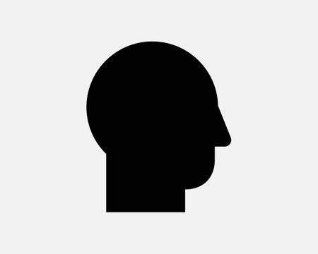 Head Shape Silhouette Icon Person Man Face Profile Portrait Human Male Boy Side View Sign Symbol Black Artwork Graphic Illustration Clipart EPS Vectorのイラスト素材