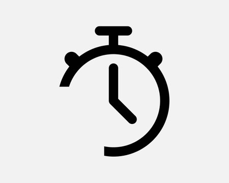 Stopwatch Icon. Stop Watch Time Timer Clock Minute Speed Countdown Race Measurement Sign Symbol Black Artwork Graphic Illustration Clipart EPS Vectorのイラスト素材