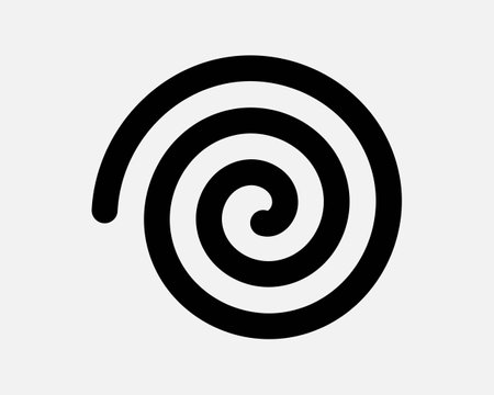 Spiral Icon. Swirl Spin Spinning Circle Motion Circular Tornado Twirl Typhoon Round Sign Symbol Black Artwork Graphic Illustration Clipart EPS Vectorのイラスト素材