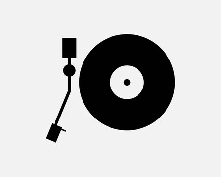 Record Player Icon. Music Recorder Vinvyl Old Vintage Classic Stereo Equipment Music Sign Symbol Black Artwork Graphic Illustration Clipart EPS Vectorのイラスト素材