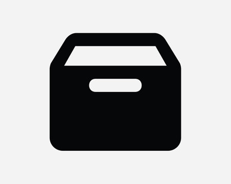 Container Box Icon. Storage Archive Drawer Shipping Package Delivery Parcel. Black White Sign Symbol Illustration Artwork Graphic Clipart EPS Vectorのイラスト素材