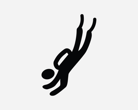 Diver Icon. SCUBA Dive Underwater Sea Ocean Man Diving Down Under Water Swim. Black White Sign Symbol Illustration Artwork Graphic Clipart EPS Vectorのイラスト素材