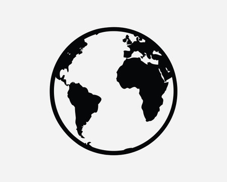 Earth Icon World Globe Global Planet Worldwide Map Continent Geography Sphere Black White Sign Symbol Illustration Artwork Graphic Clipart EPS Vectorのイラスト素材