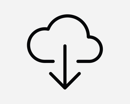 Download Cloud Icon. Data Storage Network Database Web Server. Black White Outline Arrow Sign Symbol Illustration Artwork Graphic Clipart EPS Vectorのイラスト素材