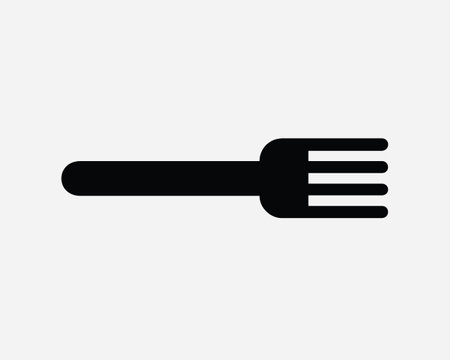 Fork Icon. Silverware Dinning Kitchen Utensil Cutlery Eat Tableware. Black White Sign Symbol Shape Illustration Artwork Graphic Clipart EPS Vectorのイラスト素材