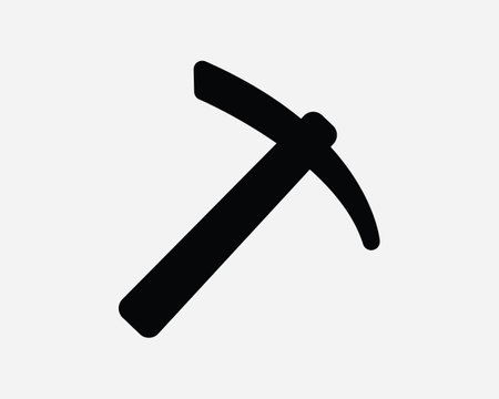 Pickaxe Icon. Pick Axe Mine Mining Equipment Excavation Chisel Dig Hardware. Black White Sign Symbol Illustration Artwork Graphic Clipart EPS Vectorのイラスト素材