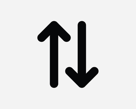 Up and Down Arrow Icon. Upload Download Network Server Connection Direction Navigation. Black White Sign Symbol Artwork Graphic Clipart EPS Vectorのイラスト素材