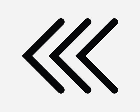 Triple Left Arrow Icon. Pointer Path Route Direction Navigation. Black White Road Traffic Sign Symbol Illustration Artwork Graphic Clipart EPS Vectorのイラスト素材
