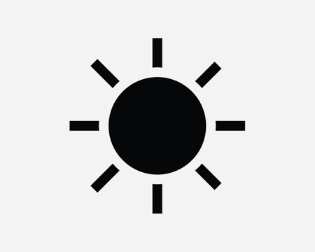 Sun Icon. Summer Light Brightness Bright Sunlight Sunshine Weather Hot Sunny. Black White Sign Symbol Illustration Artwork Graphic Clipart EPS Vectorのイラスト素材