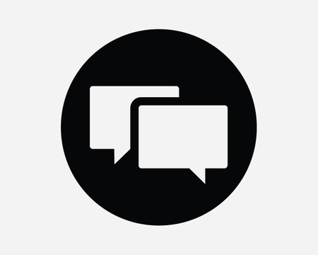 Conversation Circular Icon. Chat Box Round Circle Speech Talk Message Comment Discussion. Black White Graphic Clipart Artwork Symbol Sign Vector EPSのイラスト素材