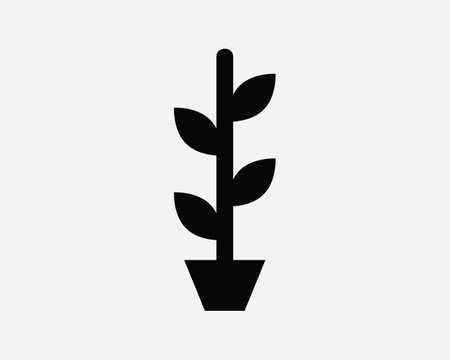 Pot Plant Icon Potted Tree Planting Garden Nature Green Gardening Natural Botany Eco Shape Black White Graphic Clipart Artwork Symbol Sign Vector EPSのイラスト素材