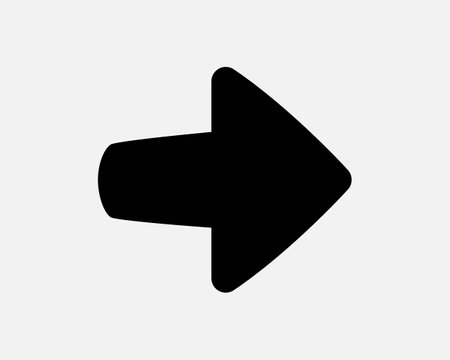 Right Arrow Icon East Side Turn Turning Point Pointer Path Direction Navigation Next Swipe Black White Shape Vector Clipart Illustration Sign Symbolのイラスト素材