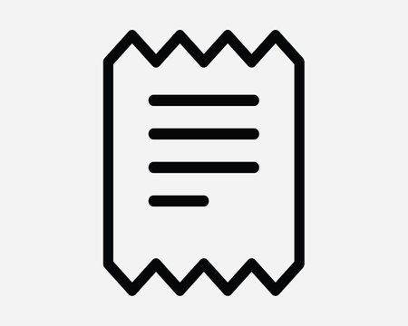 Receipt Icon Invoice Paper Pay Payment Retail Shopping Buy Document Finance Financial Check Black White Outline Line Shape Sign Symbol EPS Vectorのイラスト素材