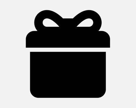 Gift Box with Ribbon Graphic Artwork Christmas Birthday Present Icon Symbol Package Parcel Bow Tie Black White Vector Anniversary Surprise Giving Wrap Partyのイラスト素材