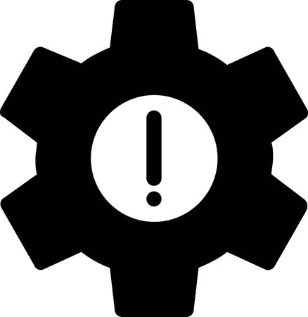Setting Error Icon Machine Problem Symbol Mechanical Issue Warning Sign System Danger Malfunction Breakdown Caution Disruption Broken Graphic Vectorのイラスト素材