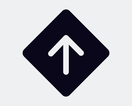 Arrow Up Diamond Shape Icon Arrowhead Pointing Upward Upload Pointer North Top Above Straight Ahead...