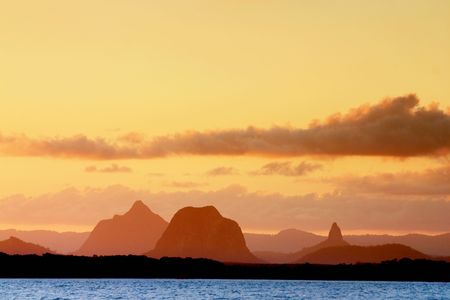 Sunset View at Glasshouse Mountainsの写真素材