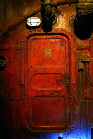 Red rusted steel doorの写真素材