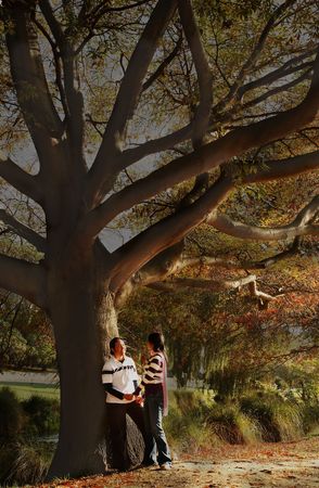 Romantic Couple in autumn at Christchurch, New Zealand