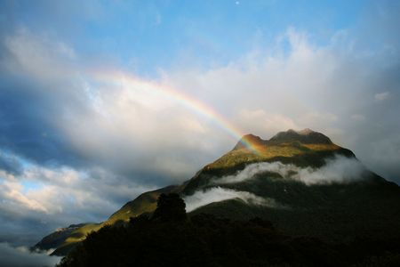 Beautiful mountain in Milford Sound, New Zealandの写真素材