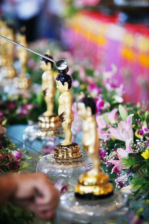 Budha statue as high priest captured during festival in brisbaneの写真素材